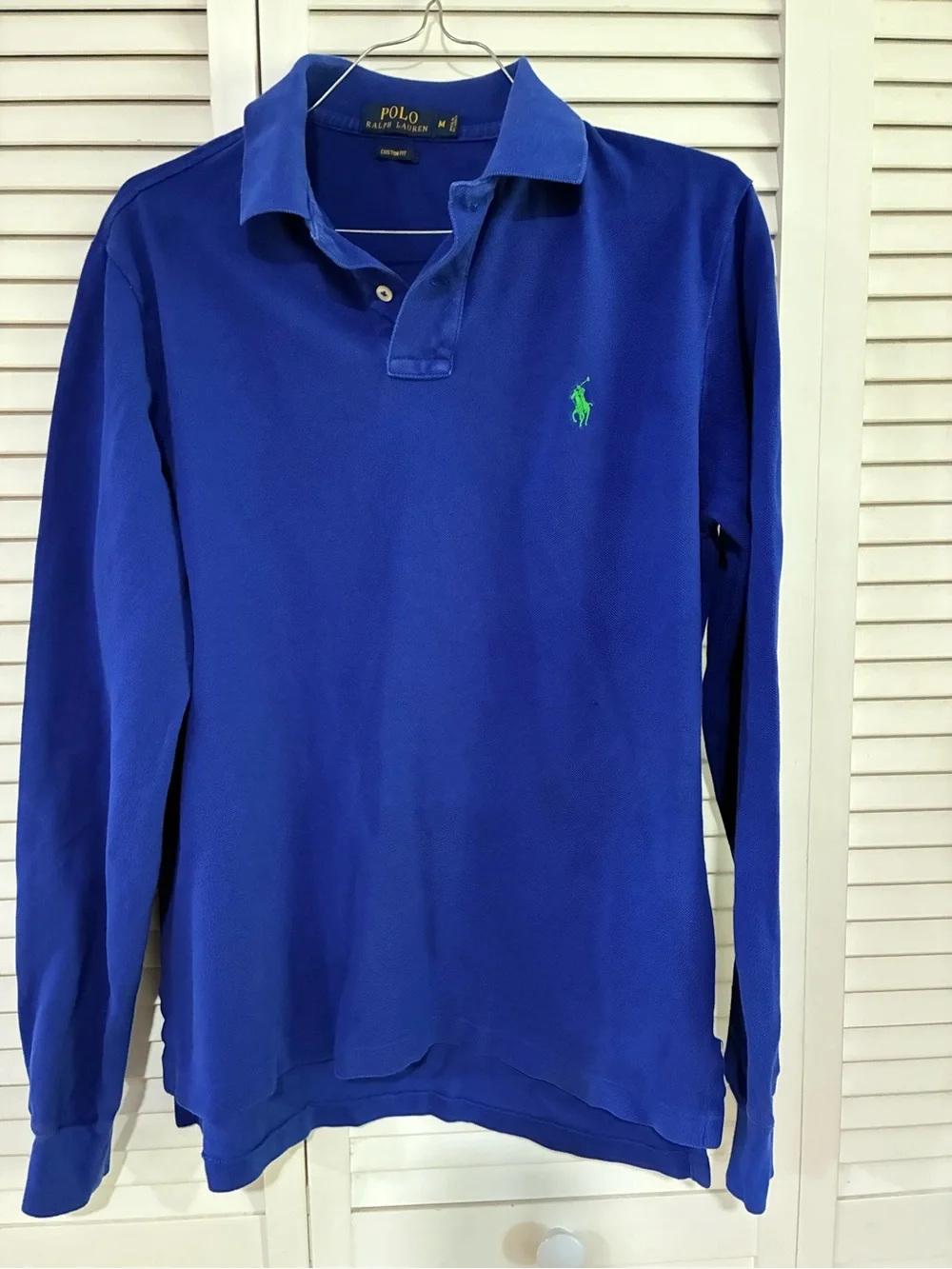 Ralph Lauren Long-Sleeve Polo Shirt in Royal Blue with Green Logo